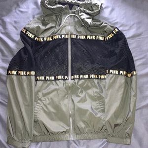 Green black and gold wind breaker with mesh PINK XS
